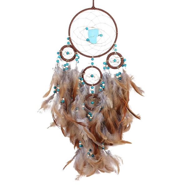 

decorative objects & figurines dream catcher five-ring feather pendant boho hanging dreamcatcher braided wind chimes kids outdoor room wall