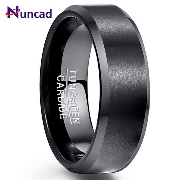 Nuncad US Size 8mm Sell Tungsten Carbid Ring Engagement Juwelier Bague Homme Classic Black Matt Surface Stahl 211217