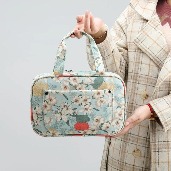 

cosmetic bags & cases crochet bag for yarn knitting needle large capacity flower pattern 600d oxford cloth storage home