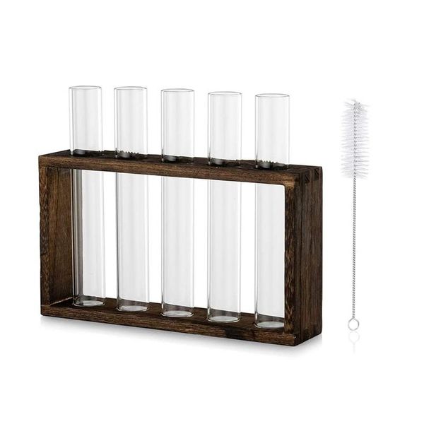 

planters & pots tablehanging planter test tube flower bud vase glass terrariumin wooden stand with 5 for hydroponic plants