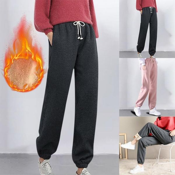 

women winter thick lambskin cashmere pants warm female casual cotton loose harlan long trousers plus size women's & capris, Black;white