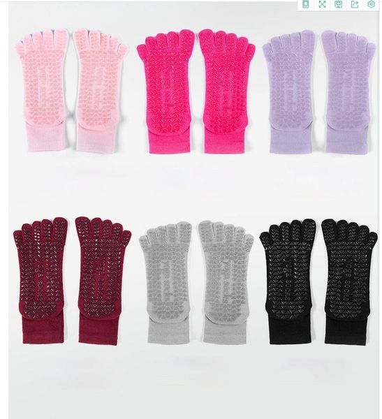 

sports socks 1 pair five-finger non-slip gloves for yoga anti skid and set non slip silicone grip gym fitness, Black