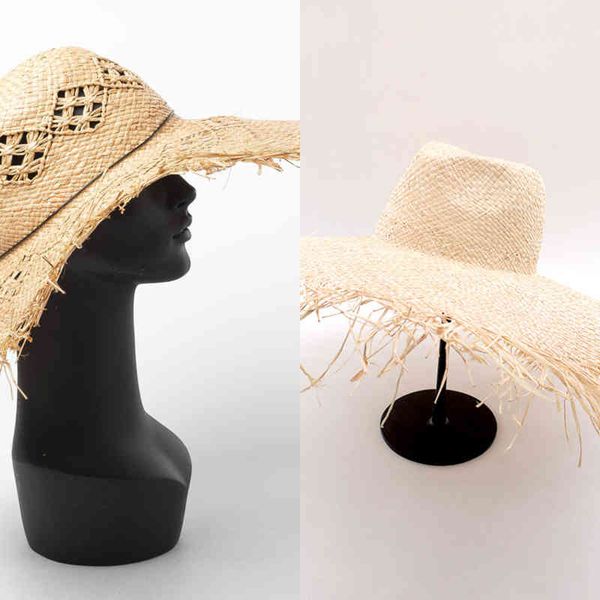 

wide brim hats 100% natural raffia summer sun for women straw ladies uv protection floppy beach 0214, Blue;gray