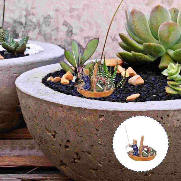 

garden decorations 1 set sailboat adornment miniature ceramic chinese vintage sailing boat figurine