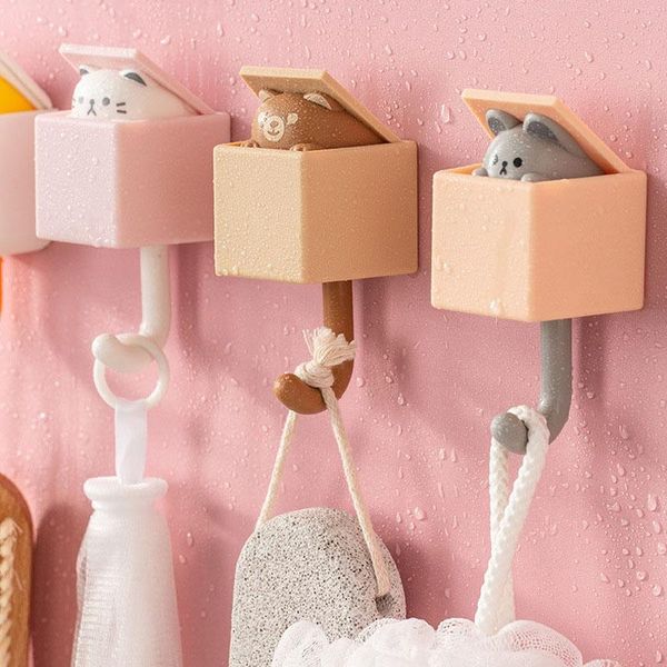 

hooks & rails creative home decor key hook cartoon animal cat mouse decorative bathroom kitchen storage room pasting wall household