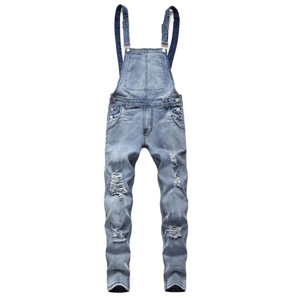 

men's jeans suspenders pants, Blue
