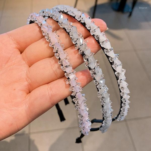 

korea handmade chic crystal rhinestone hairbands simple all match headwear women fashion hair accessories headband gift1