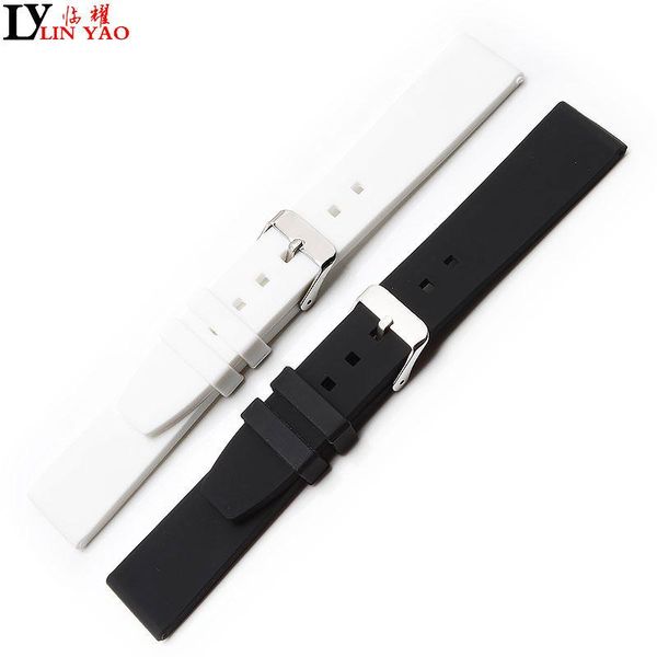 

watch bands silicone diver band rubber wrist bracelet 18/20/2/2 24mm with stainless steel buckle, apply to ,, Black;brown