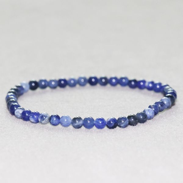 MG0027 atacado 4 mm mini gemstone pulseira natural azul sodalite jóias mulheres yoga mala energia pulseira