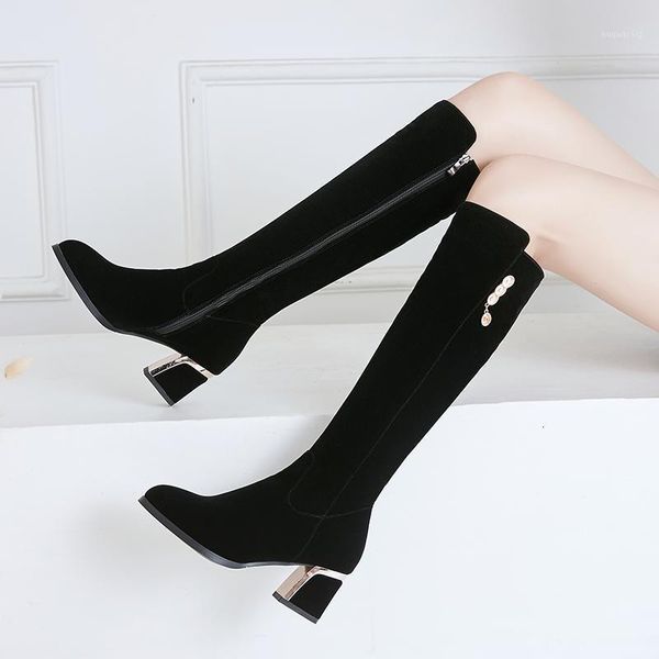 

boots fur women's winter shoes knee high big size quality faux suede brand women party long black1 fvl7, Black