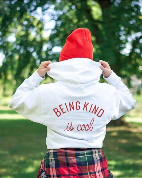 

women's hoodies & sweatshirts being kind is cool [back printed]hoody fashion letter graphic print winter sweats drop, Black
