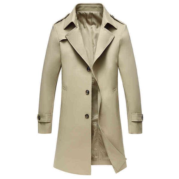 

windbreaker men's medium and long section 2021 spring autumn middle-aged young busins casual et coat men, Black