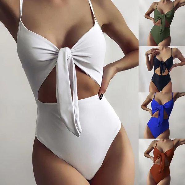 

women's swimwear one piece swimsuits hollow out women cut monokini solid black bodysuits 2021 fashion ring bathers, White;black