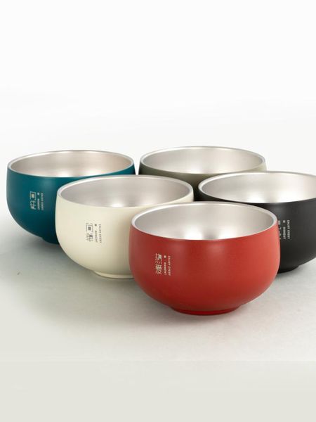 

bowls japan style 316 stainless steel bowl double layer heat insulation 12cm 135g rice 1pcs