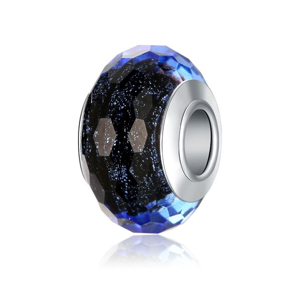 Hochwertige 925er Sterlingsilber-Muranoglas-Lampwork-Perlen, blauer Sternenhimmel, passend für europäische Pandora-Charms, Armbänder, Halsketten, DIY-Schmuck, 20 Stück