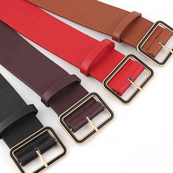 New Womens Cinto Cintos de Couro para Mulheres Femininas Gold Pin Buckle Strap Fantasia Vintage para Calças de Jeans Cinturão Geral Dropshipping G220301