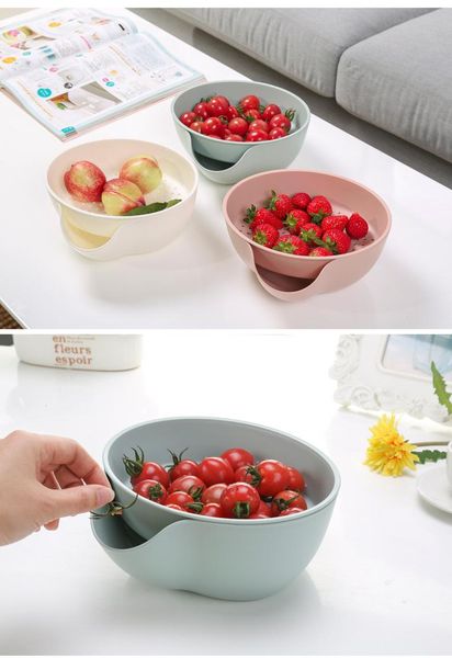 

bowls european-style double detachable plastic fruit basket lazy tray melon seed drain home creative living room cand