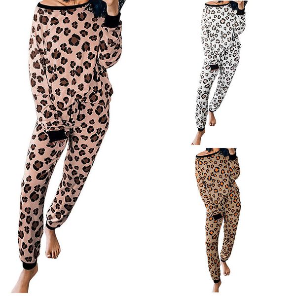 

women's sleepwear 2021 leopard print 2-piece large pajamas home wear, Black;red
