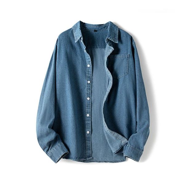 

men's casual shirts men spring autumn denim thin shirt long sleeve soft cotton slim slight elastic jeans cowboy clothing, White;black