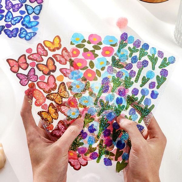 

gift wrap laser butterfly tulip rainbow stickers diy scrapbook junk journal happy planner diary po mobile phone computer