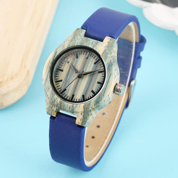 

wristwatches unique fashion mint green wood watch women watches blue leather ladies dress female clock hours montre femme, Slivery;brown