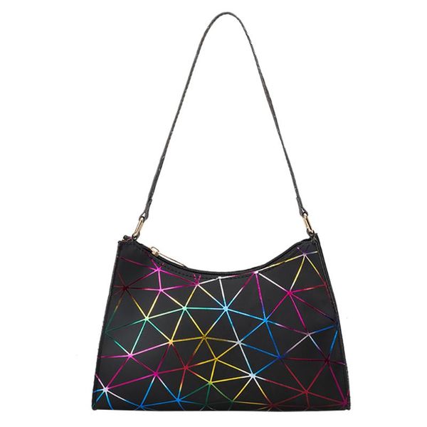 

evening bags fashion women geometric lines laser shoulder underarm bag casual ladies pu leather small handbags purse female bolsas feminina