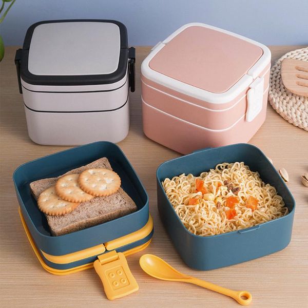 

microwaveable square kids lunch bento box hasp lunchbox kindergarten student nursery children container dinnerware sets