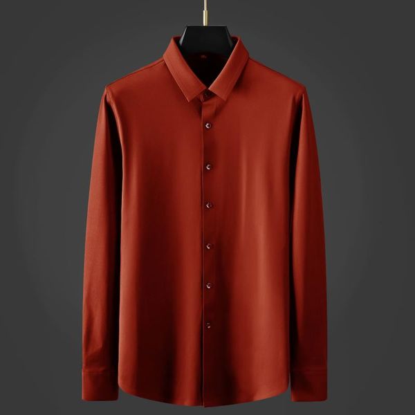 

men's casual shirts mens luxury solid color long sleeve dress fashion slim fit business man 3xl, White;black