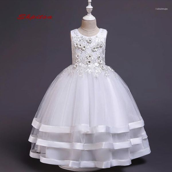 

white flower girl dresses for weddings party tulle flowergirl first communion pageant wedding girls kid1, Red;yellow
