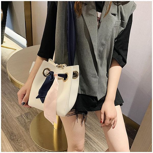 

duffel bags jiulin 2021 fashion femal scarf bucket bag simple sweet lady shoulder slung women's crossbody luxury designer