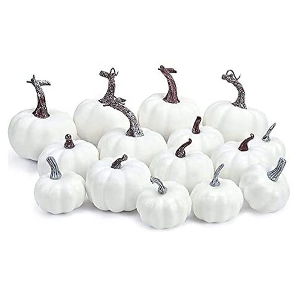

decorative flowers & wreaths fall decor artificial pumpkins decorations for home 15 pcs assorted sizes rustic harvest white
