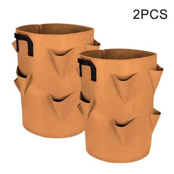 

2pcs folding patio container bonsai portable with handles vegetable flower strawberry planting bag garden potato growing pouch planters & po