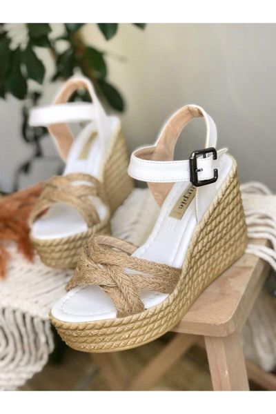 

sandals women's brown straw wedges, Black