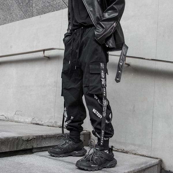 

fashion joggers men cargo pants black pocketharajuku sweatpant streetwear hip hop trouser tactical harem men's