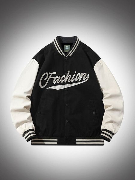 

men letter graphic bomber jacket g1cu#, Black;brown