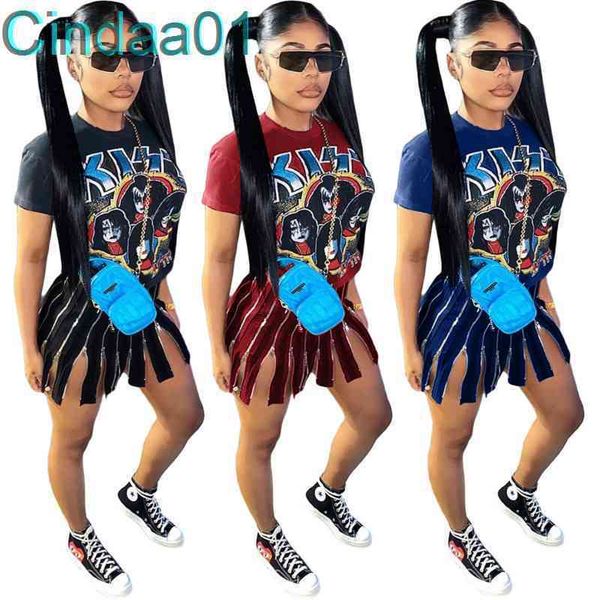 

women dress designer in europe and america dresses urban short sleeve casual offset cartoon sticker 3 color skirt, Black;gray