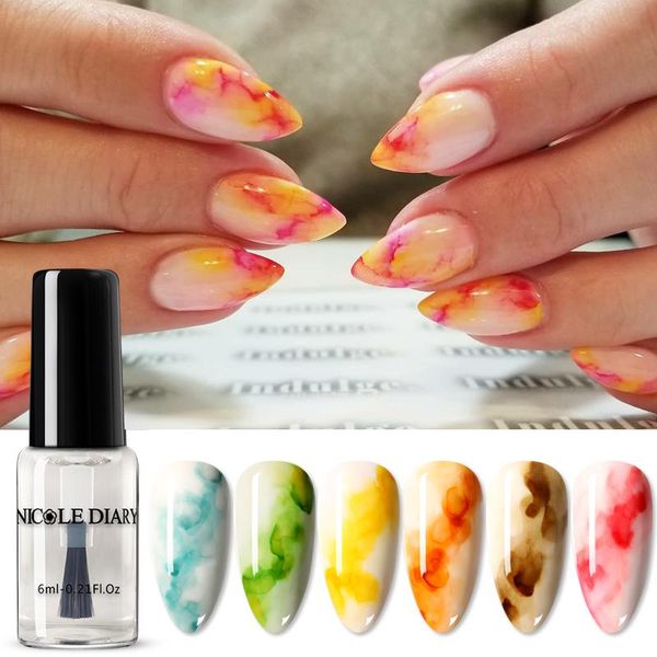 

nail polish nicole diary 6ml watercolor marble diy gel decoration salon smoke effect bubble varnish nails accessories