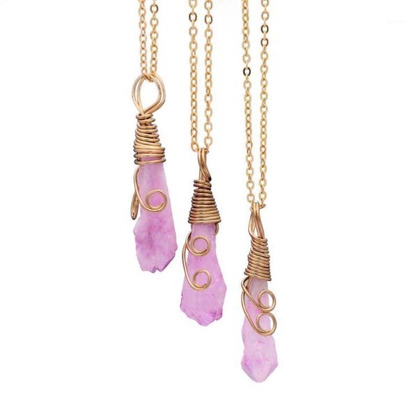

pendant necklaces colorful quartz crystal natural stone necklace amethyst opal turquoise durzy for women1, Silver