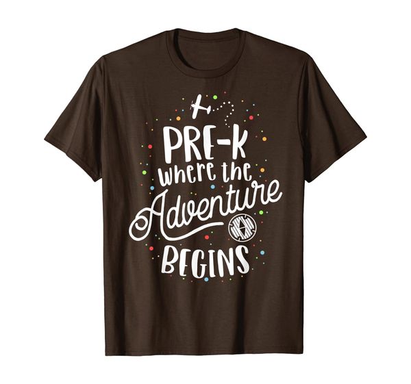 

pre-k where the adventure begins preschool early teacher t-shirt, White;black