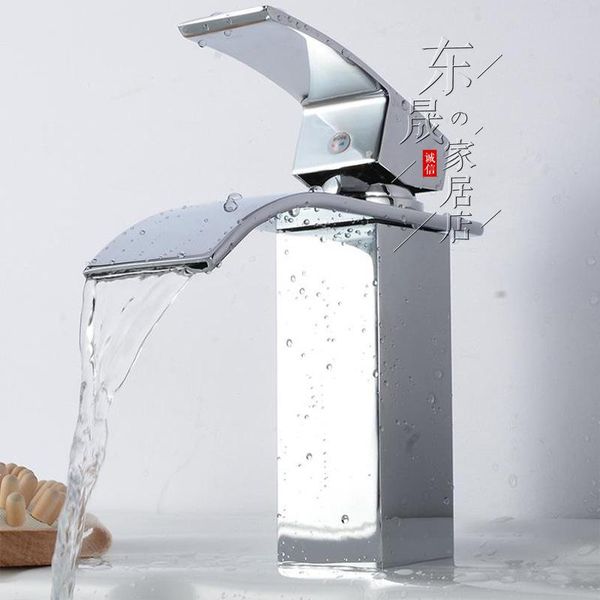 

waterfall faucet copper square basin faucet bathroom and cold wide mouth waterfall