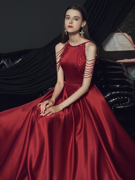 

party dresses wine long lady girl fairy prom dress evening dancing performance, White;black