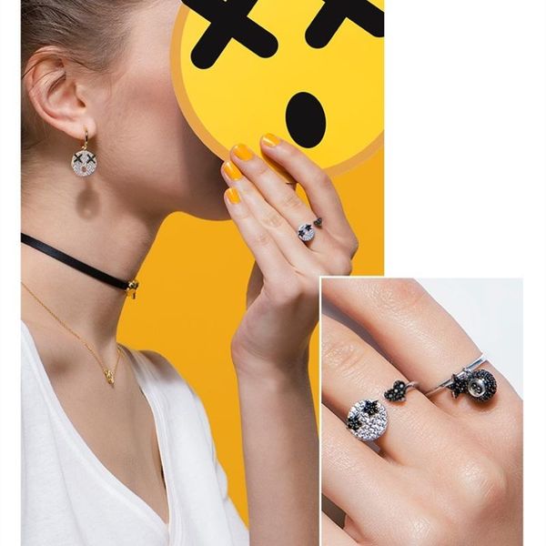 

genuine 925 sterling silver jewelry black '8' rings for women female star bague g100 cluster, Golden;silver