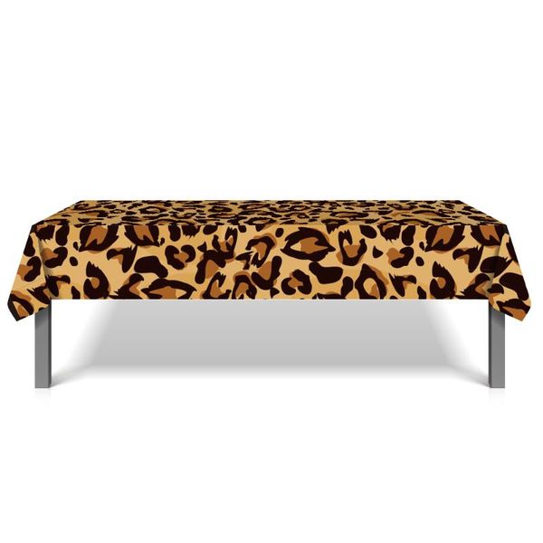 

party decoration 130*220cm jungle animal leopard print tablecloth birthday disposable pe tablecover