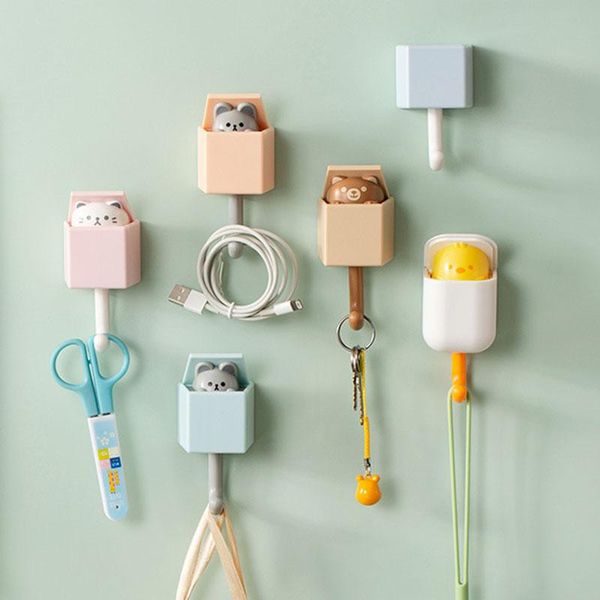 

hooks & rails cute animal key holders shelves home decoration accessories mouse cat squirrel storage racks clothes organizer hangers