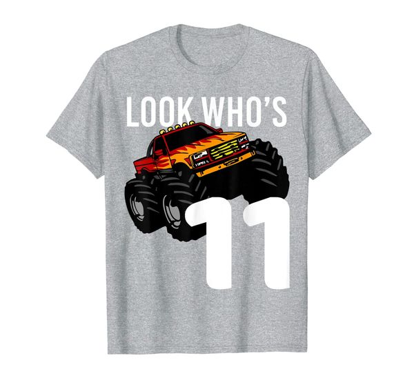 

monster truck 11th birthday for boys 11 year old gift t-shirt, White;black