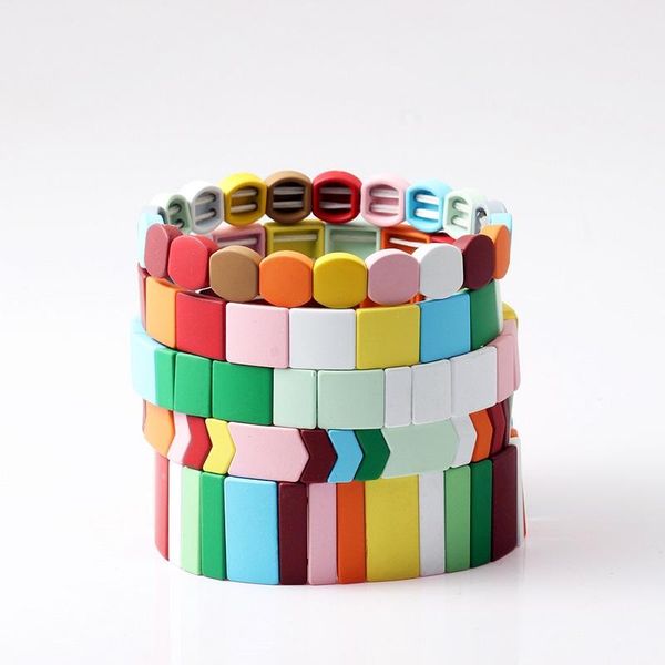 

link, chain wesparking emo bracelet paint diy rainbow color polygon arrow arc 2021 trend impact rubber dazzling, Black