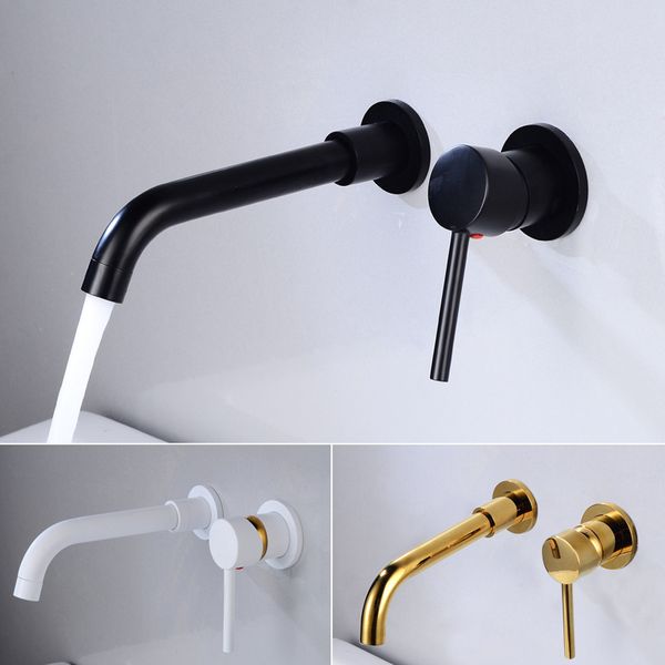 

basin faucet bath mixer bathroom sink tap wall mount brass matt black with single handle cold water white rose gold set