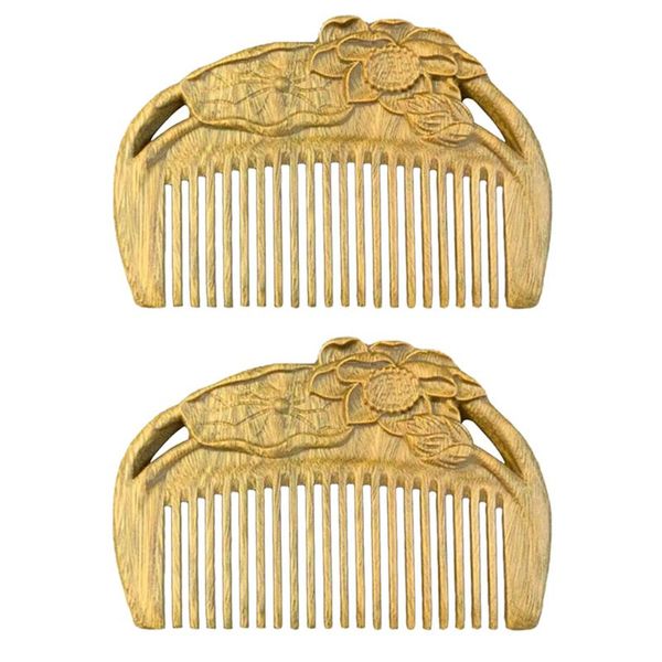 

hair brushes 2pcs sandalwood combs carving head scalp supplies, Silver
