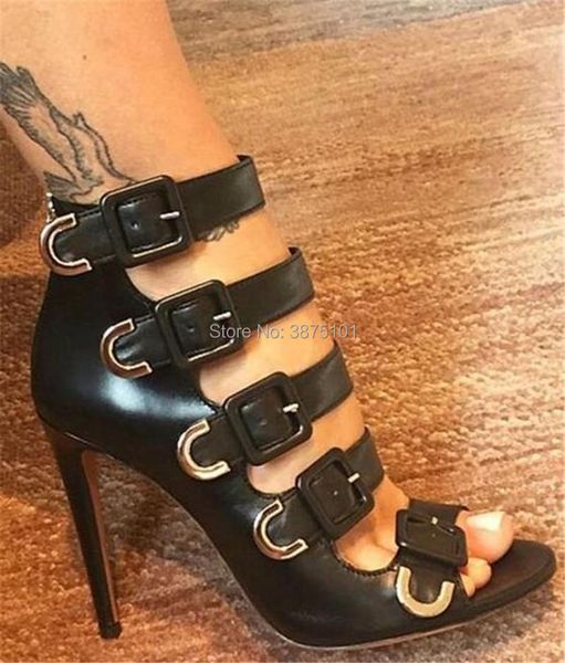 

sandals summer women platform gladiator fashion high heels buckle strap heel ladies open toe runway sandal boots, Black