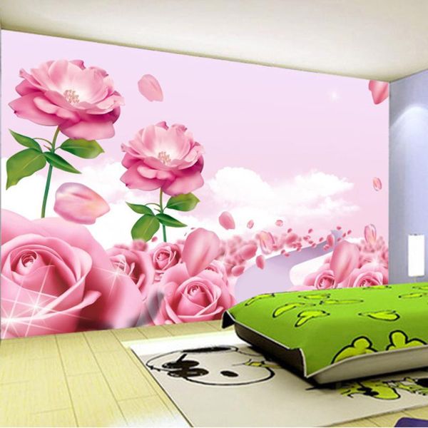 

wallpapers papier peint enfant girl's bedroom beautiful romantic pink flowers po wallpaper 3d wall mural eco-friendly non-woven frescoe